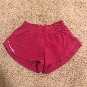 lulu lemon dark pink hotty hot shorts size 2